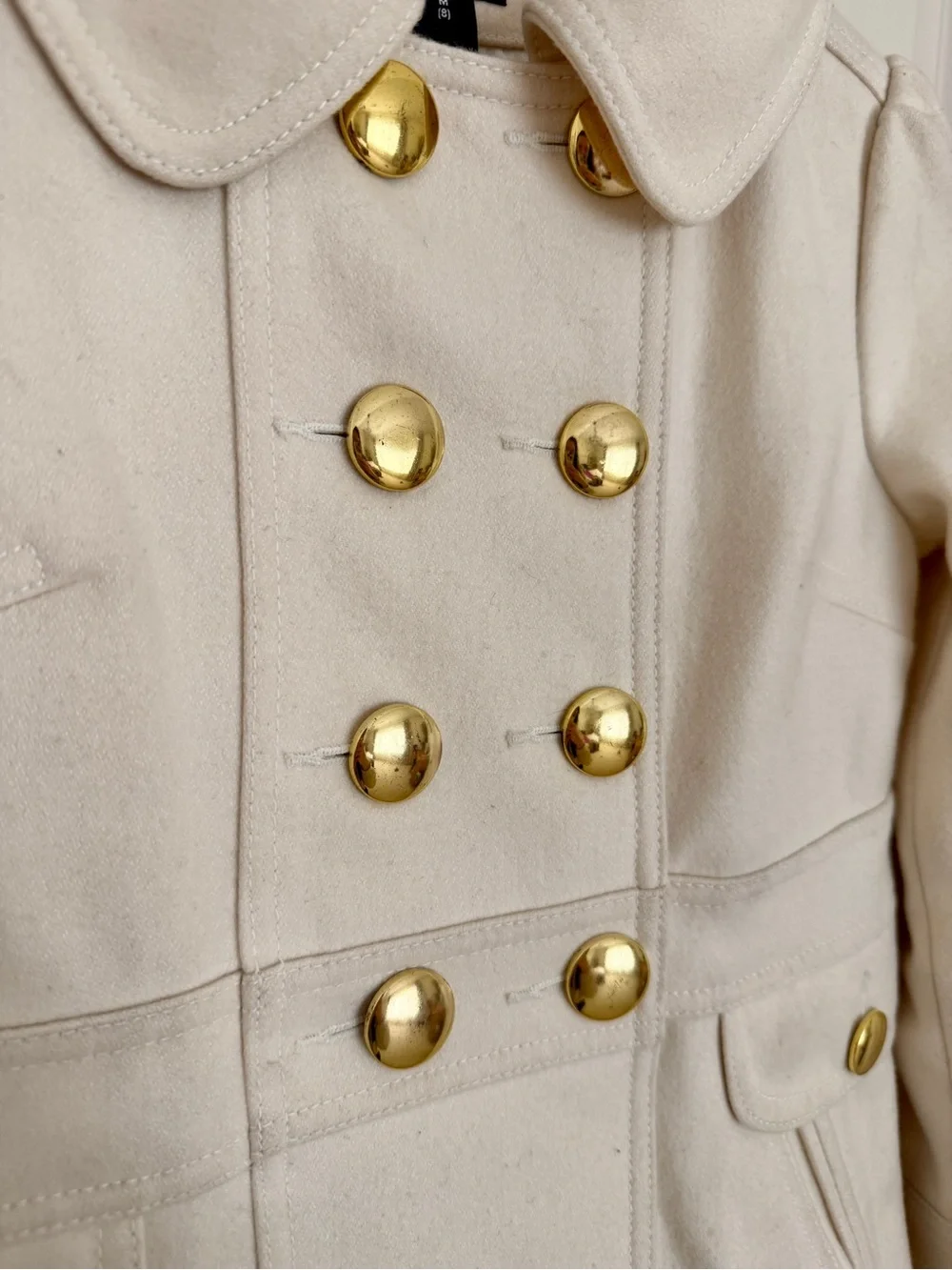 GAP Kids Cream Pea Coat - Neutral Wool-Blend Jacket